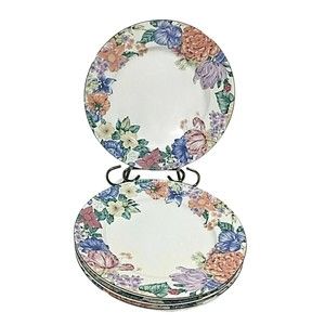 Mikasa China Garden Path 8" Salad Plate Porcelain EC M5123 Vintage Set of 4